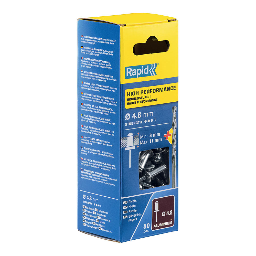 BlÃster de 50 rebites ø4,8x14mm. alu+broca 5000389 rapid_0