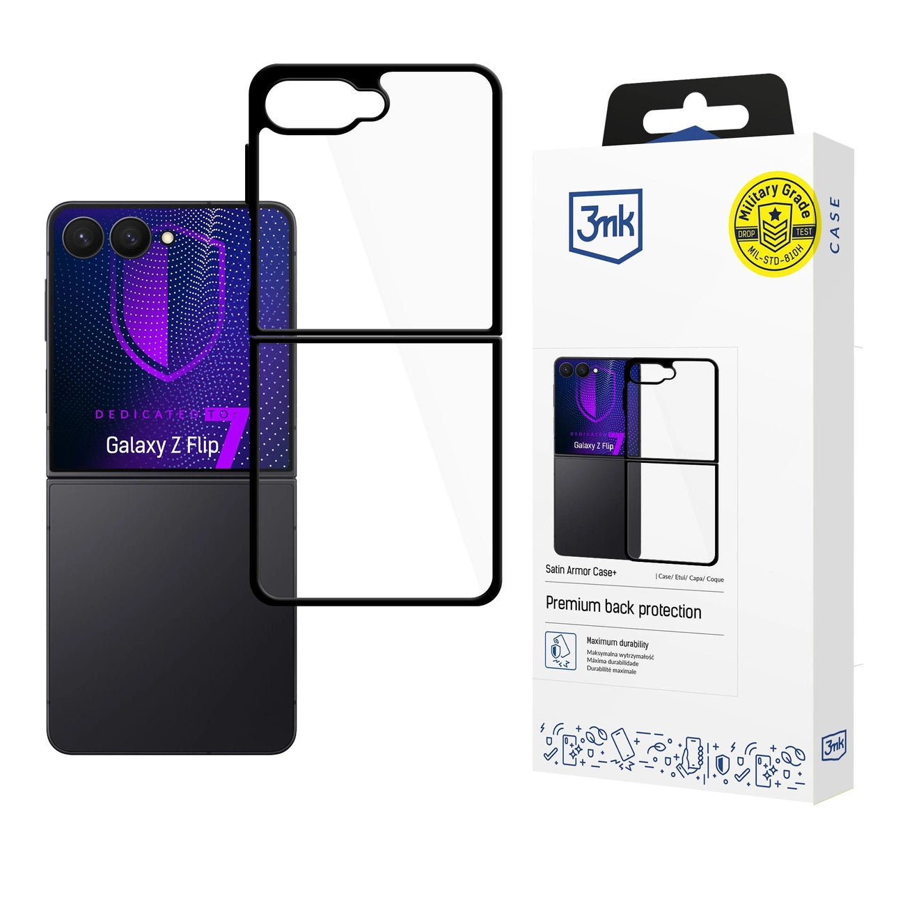 3mk Satin Armor Case+ for Samsung Galaxy Z Flip 7 - Transparent Black_0