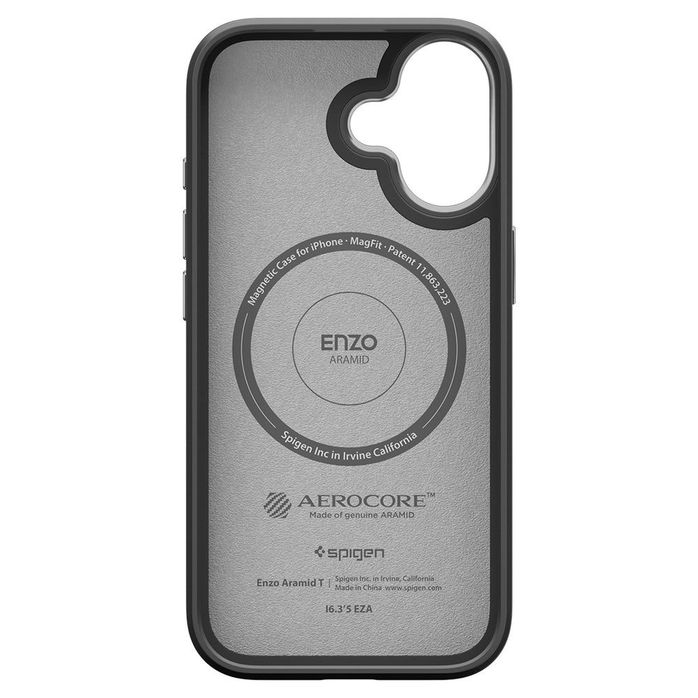 Spigen Enzo Aramid "T" MagSafe case for iPhone 17 - black and silver_2