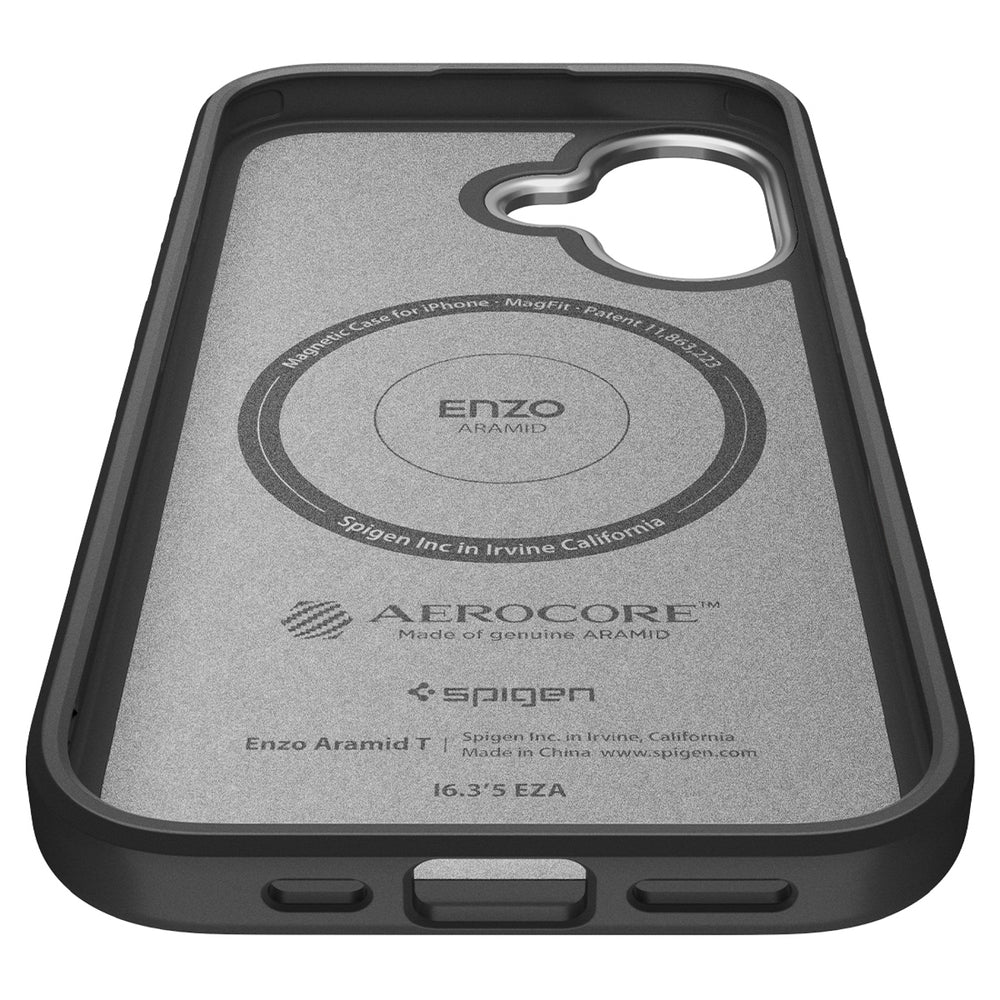 Spigen Enzo Aramid "T" MagSafe case for iPhone 17 - black and silver_8
