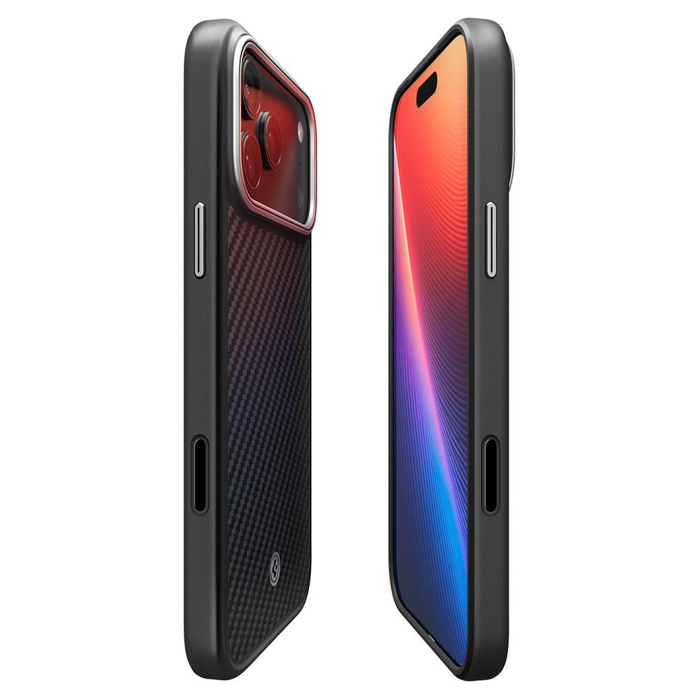 Spigen Enzo Aramid "T" MagSafe Case for iPhone 17 Pro - Black and Silver_5
