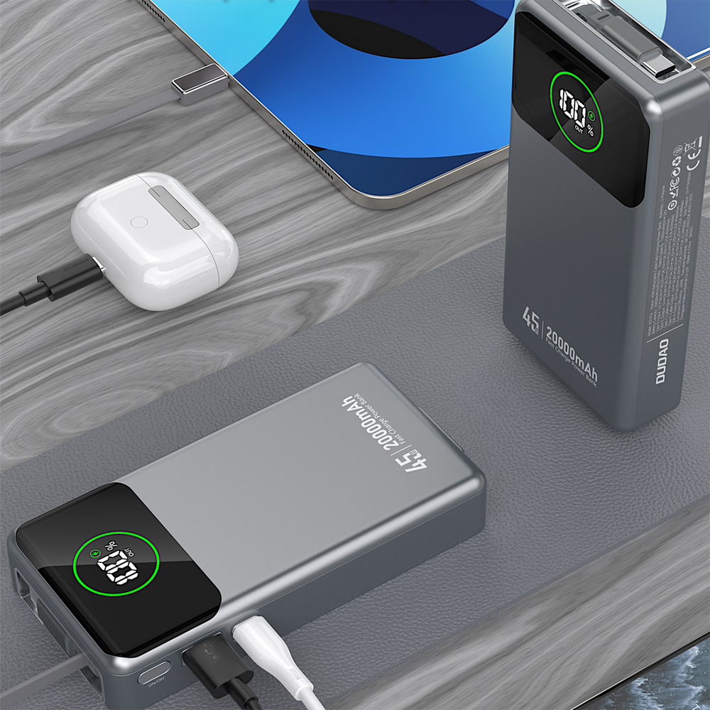 Powerbank Dudao K31 Pro 45W 20000mAh z wbudowanym zwijanym kablem USB-C - szary_3