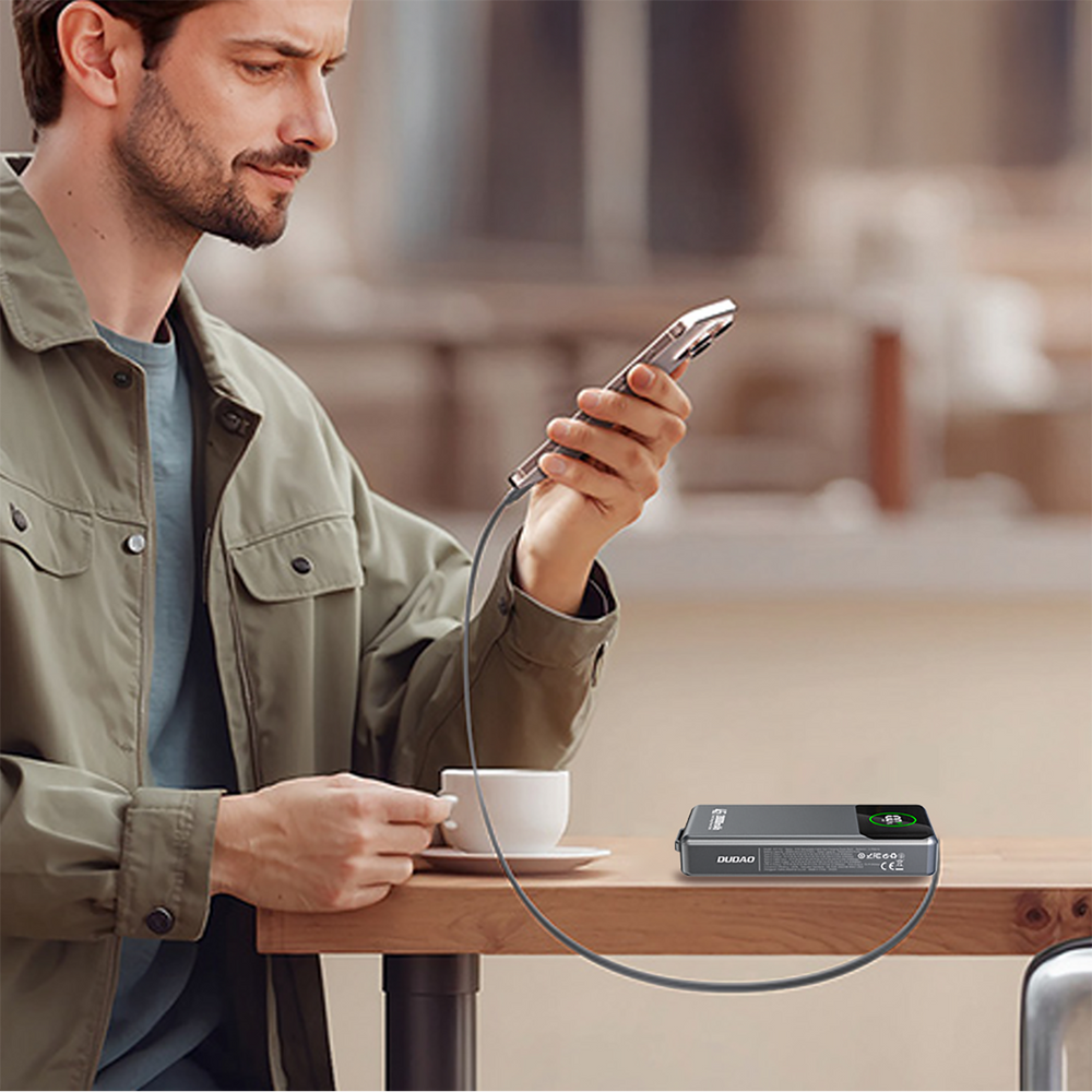 Powerbank Dudao K31 Pro 45W 20000mAh z wbudowanym zwijanym kablem USB-C - szary_5