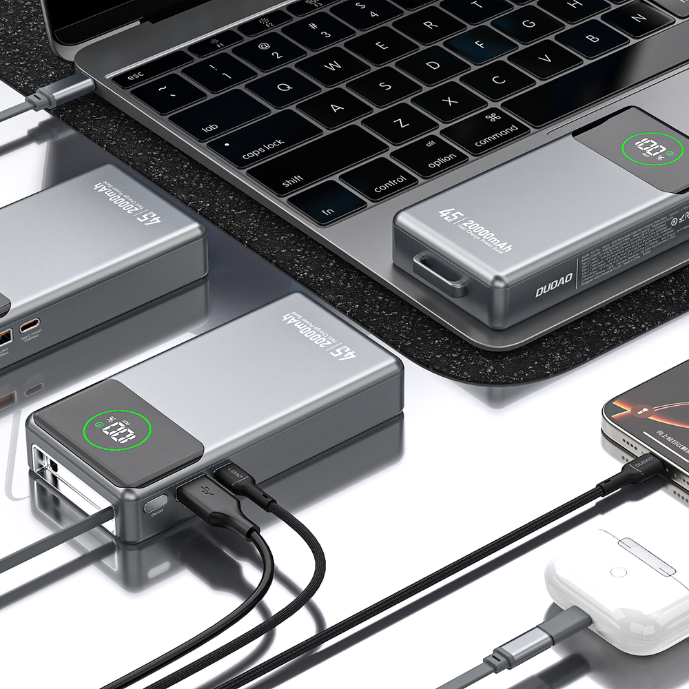 Powerbank Dudao K31 Pro 45W 20000mAh z wbudowanym zwijanym kablem USB-C - szary_6
