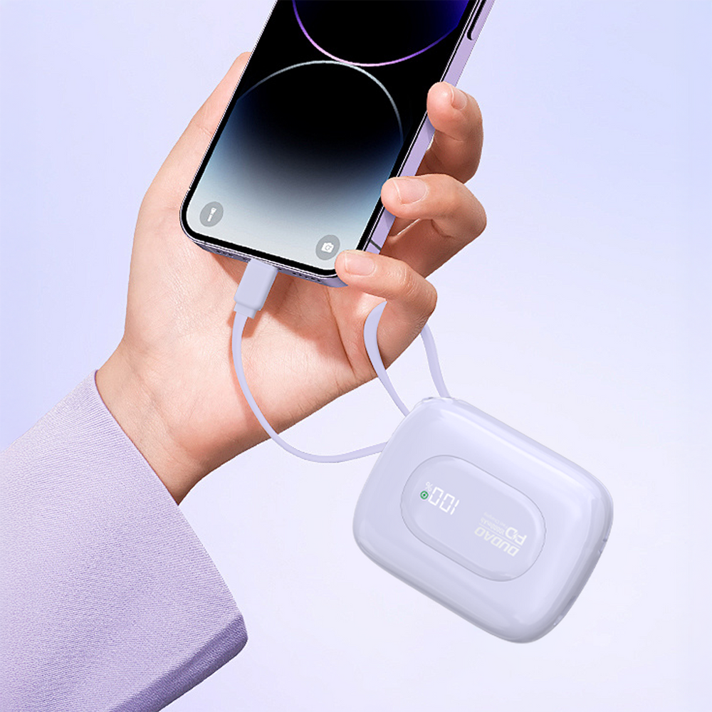 Powerbank Dudao K32 10000 mAh z wbudowanym kablem USB-C/Lightning - fioletowy_1