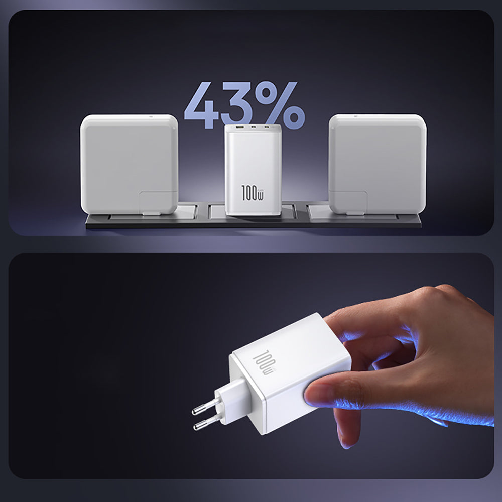 Baseus EnerFill FE11 2 x USB-C / USB-A 100W Wall Charger - White_3