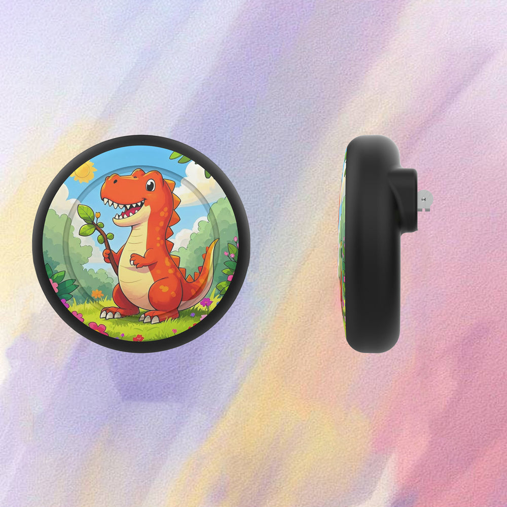 Etui przypinka na AirTag - czarna z nadrukiem dinozaura_1