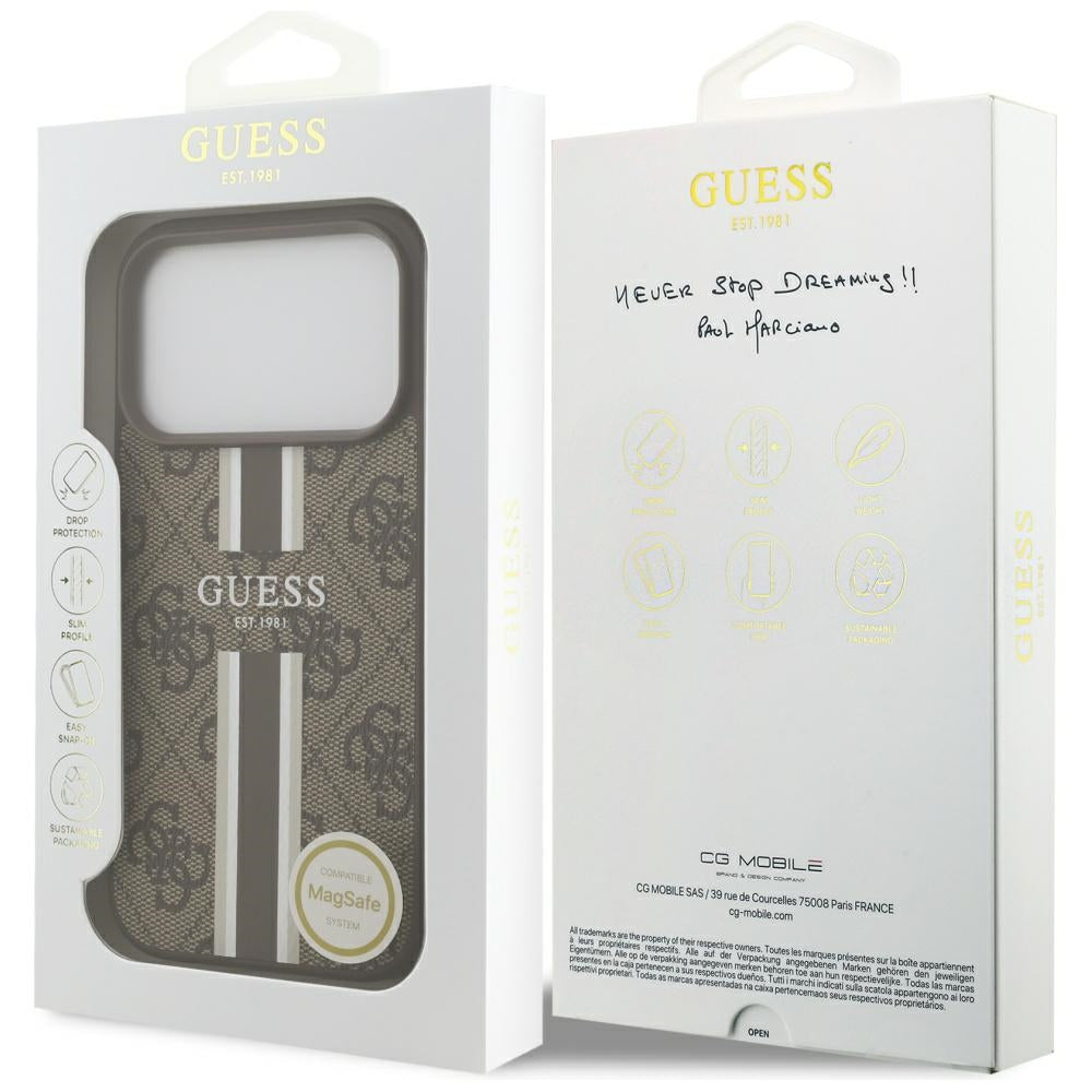 Guess 4G Printed Stripes MagSafe case for iPhone 17 Pro - brown_7