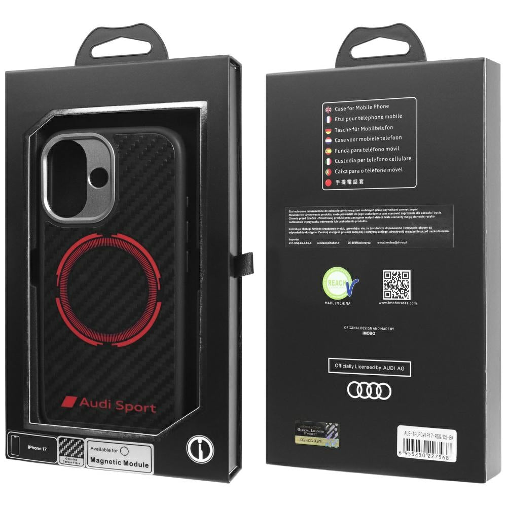 Audi RSQ Carbon Fiber Sport Red Circle MagSafe Case for iPhone 17 - Black_9