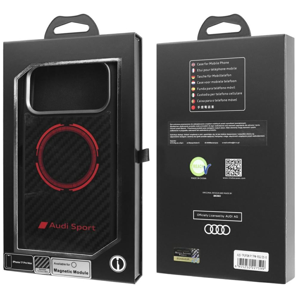Audi RSQ Carbon Fiber Sport Red Circle MagSafe Case for iPhone 17 Pro Max - Black_8