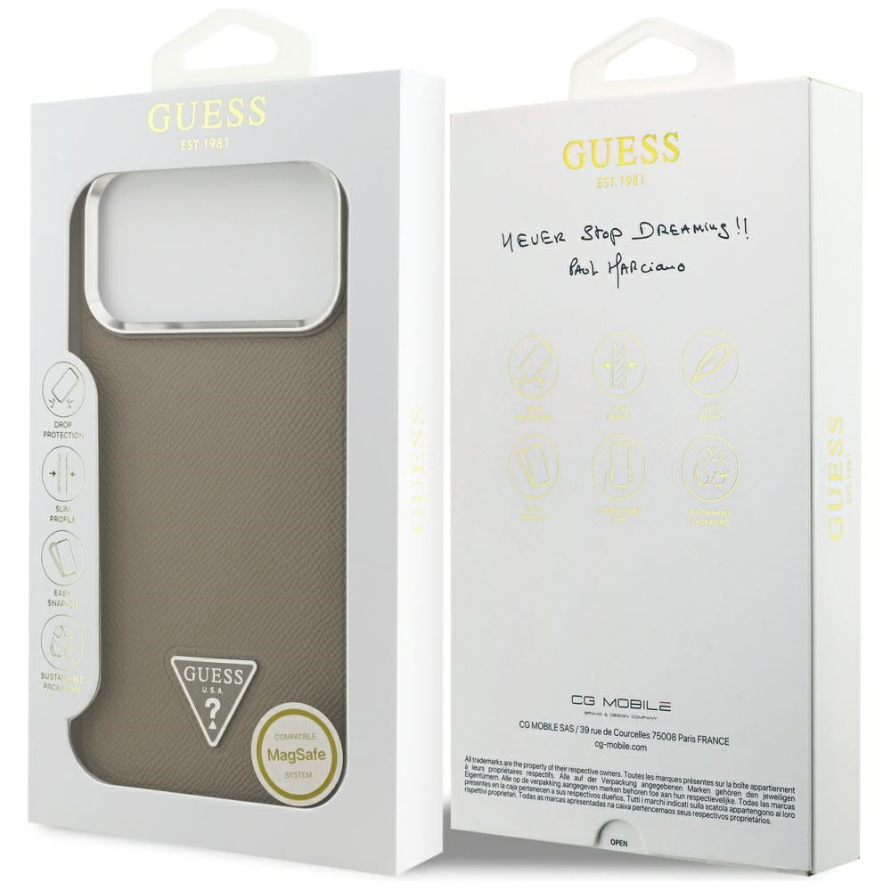 Guess Grained Triangle Logo MagSafe case for iPhone 17 Pro Max - brown_7
