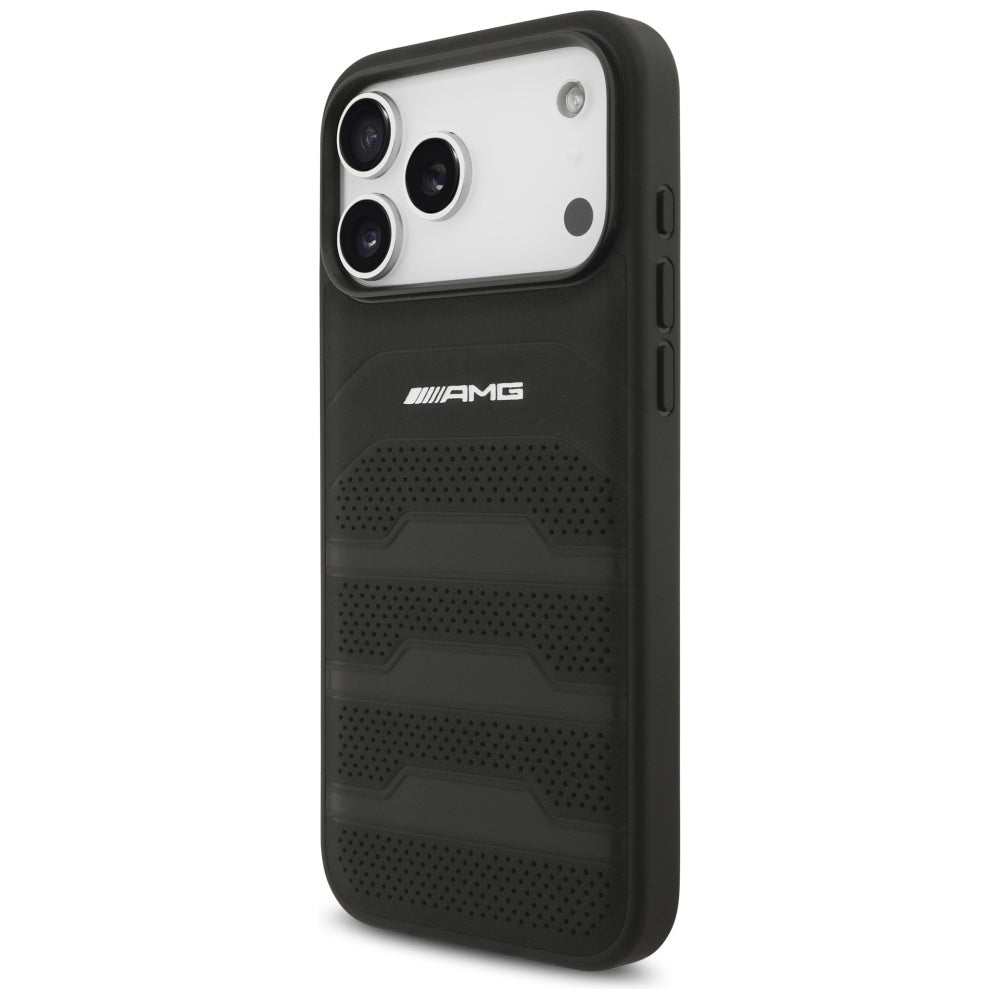 AMG Leather Debossed Lines Logo Case for iPhone 17 Pro Max - Black_1