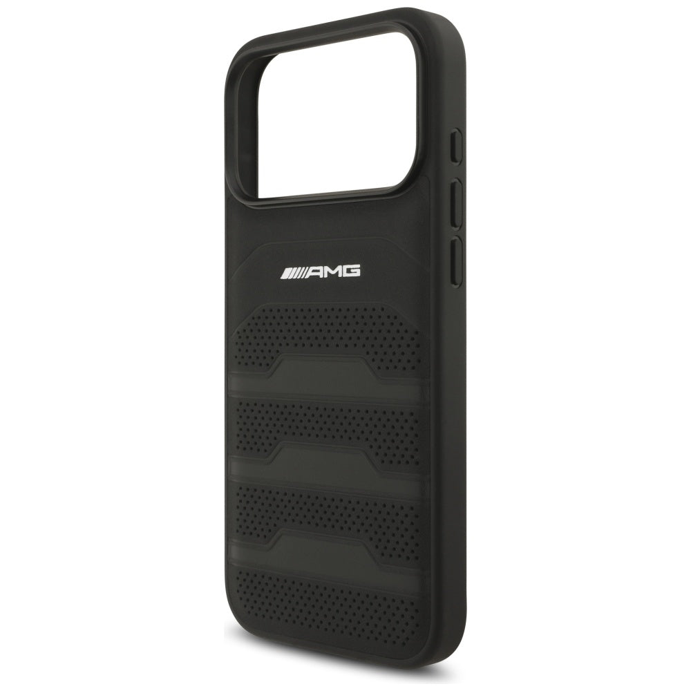 AMG Leather Debossed Lines Logo Case for iPhone 17 Pro Max - Black_5