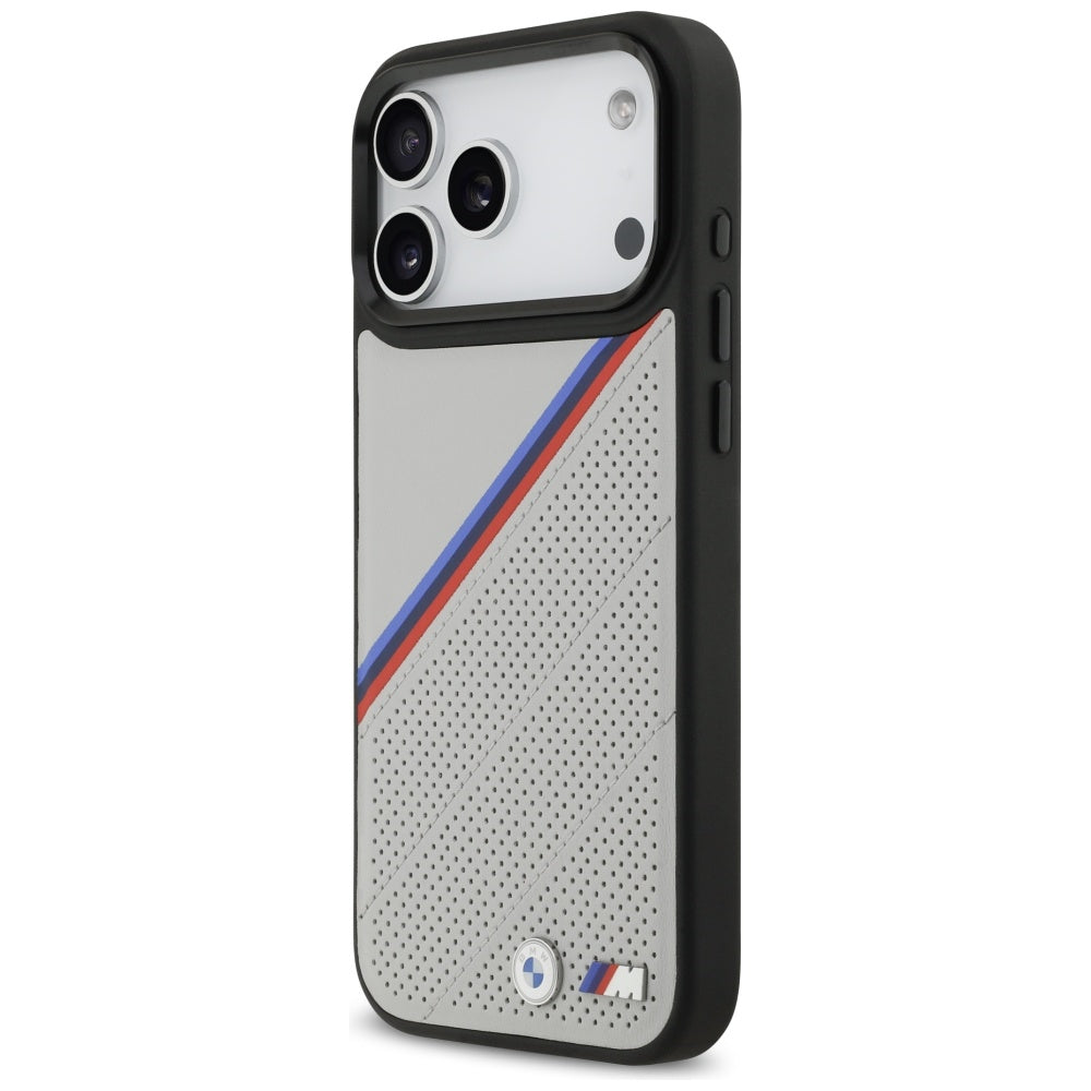 BMW M Tricolor Metal Logo MagSafe Case for iPhone 17 Pro Max - Gray_1