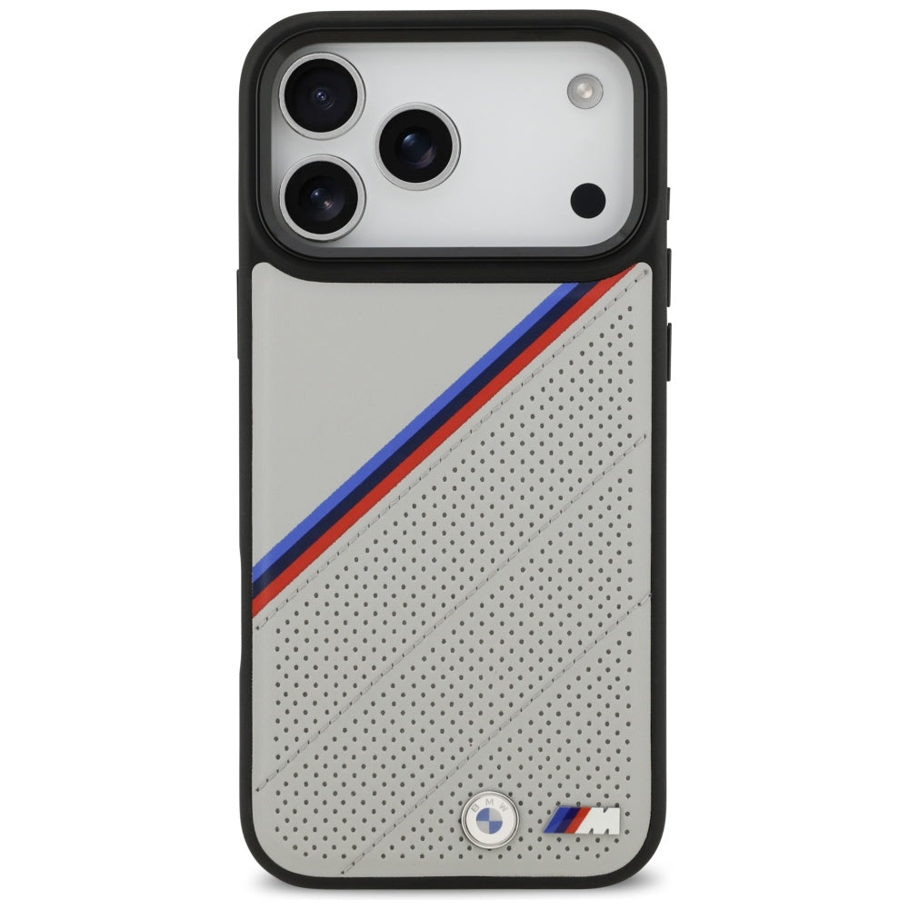 BMW M Tricolor Metal Logo MagSafe Case for iPhone 17 Pro Max - Gray_2