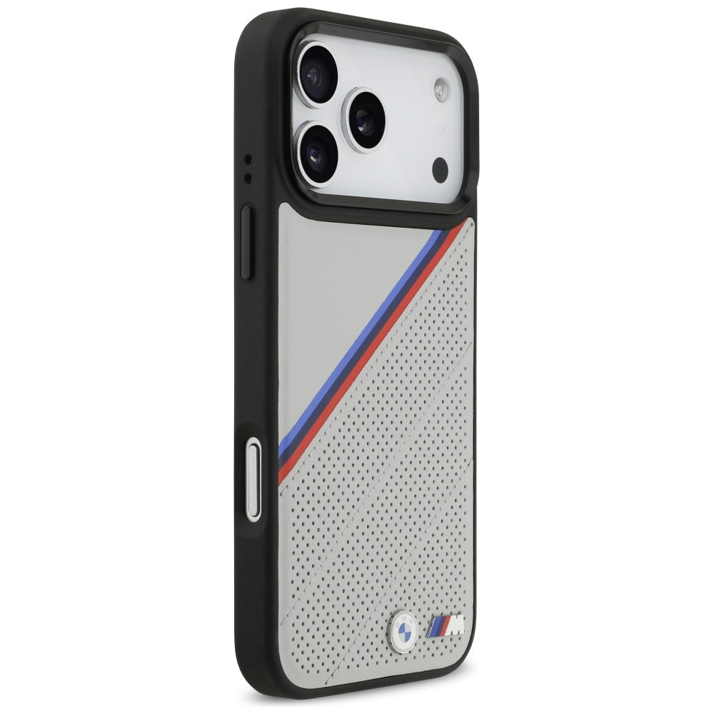BMW M Tricolor Metal Logo MagSafe Case for iPhone 17 Pro Max - Gray_3
