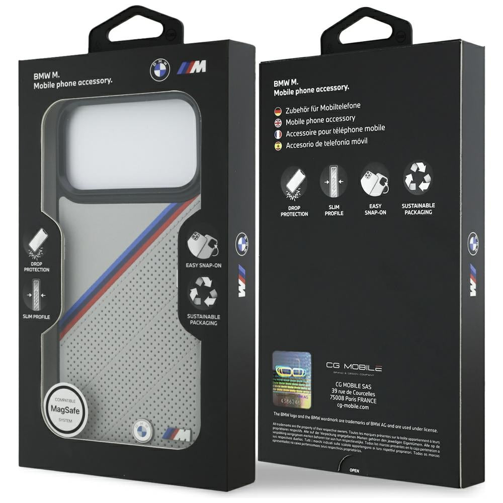 BMW M Tricolor Metal Logo MagSafe Case for iPhone 17 Pro Max - Gray_7