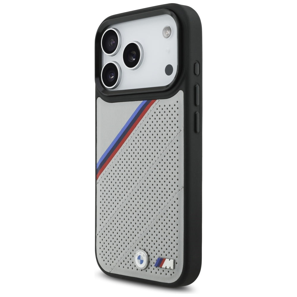BMW M Tricolor Metal Logo MagSafe Case for iPhone 17 Pro - Gray_1