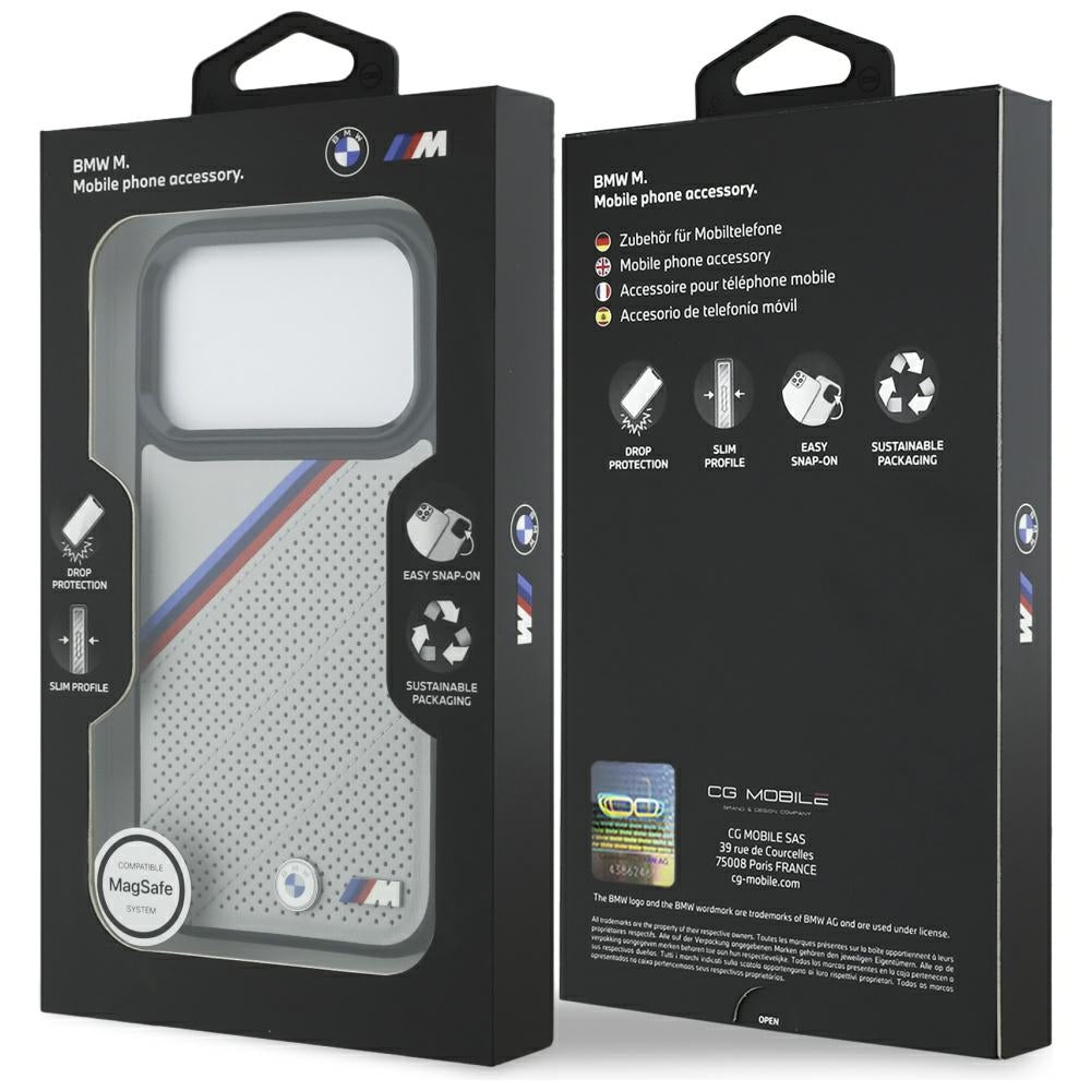 BMW M Tricolor Metal Logo MagSafe Case for iPhone 17 Pro - Gray_7