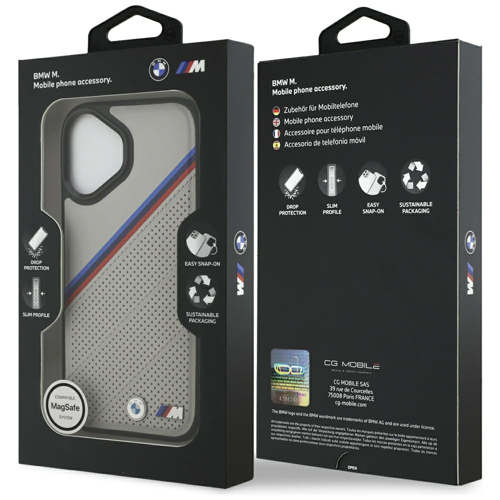BMW M Tricolor Metal Logo MagSafe Case for iPhone 17 - Gray_7
