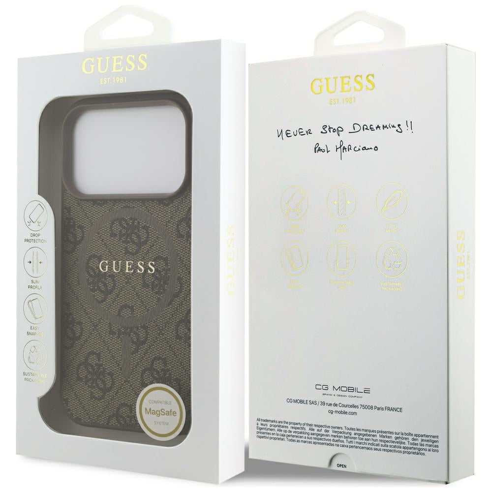 Guess 4G Ring Classic Logo MagSafe Case for iPhone 17 Pro - Brown_7