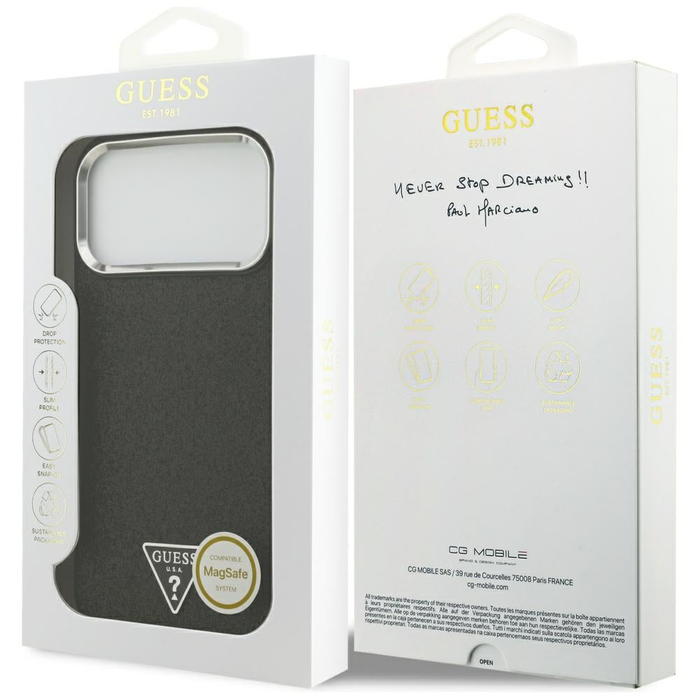 Guess Glitter Triangle Logo MagSafe Case for iPhone 17 Pro Max - Black_7
