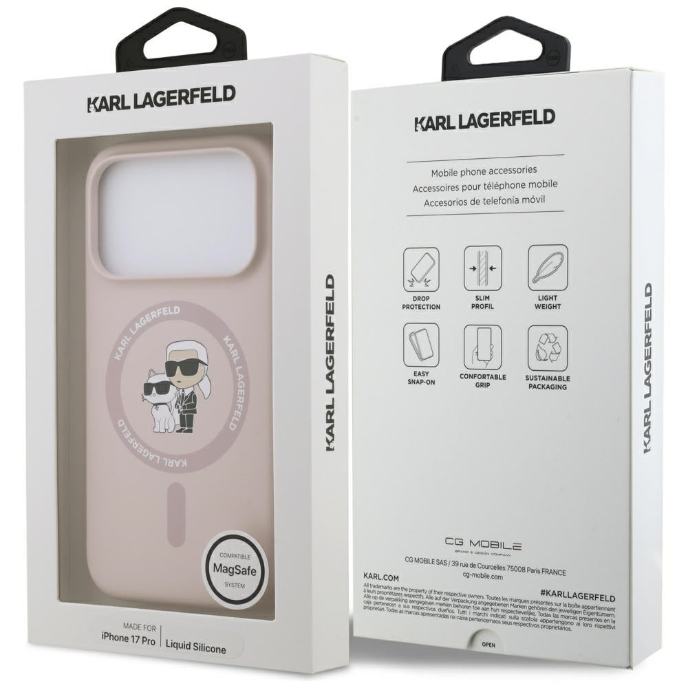 Karl Lagerfeld Silicone Karl&Choupette Ring MagSafe Case for iPhone 17 Pro - Pink_7