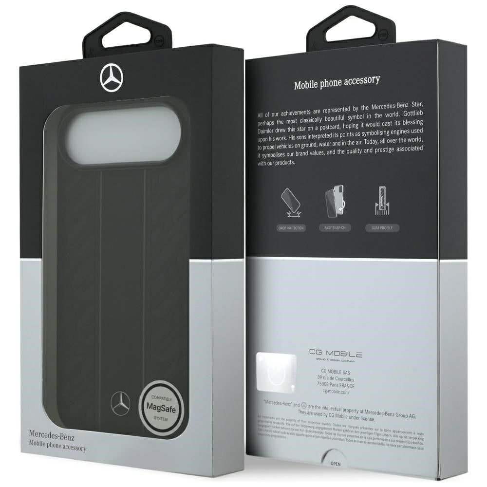 Mercedes Leather Laurel Leaves Stripes MagSafe Case for iPhone 17 Air - Black_7