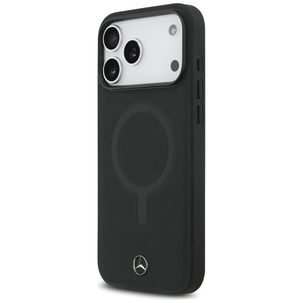 Mercedes Plain Smooth Leather MagSafe Case for iPhone 17 Pro Max - Black_1