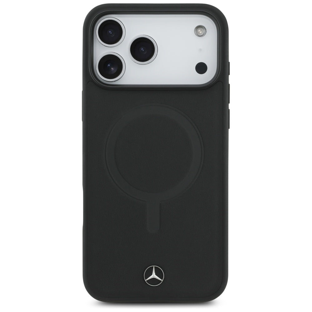 Mercedes Plain Smooth Leather MagSafe Case for iPhone 17 Pro Max - Black_2