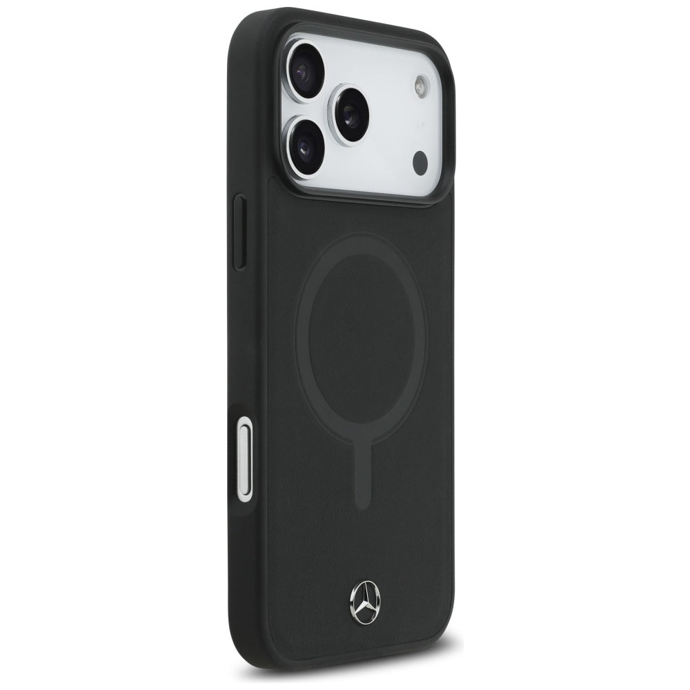 Mercedes Plain Smooth Leather MagSafe Case for iPhone 17 Pro Max - Black_3
