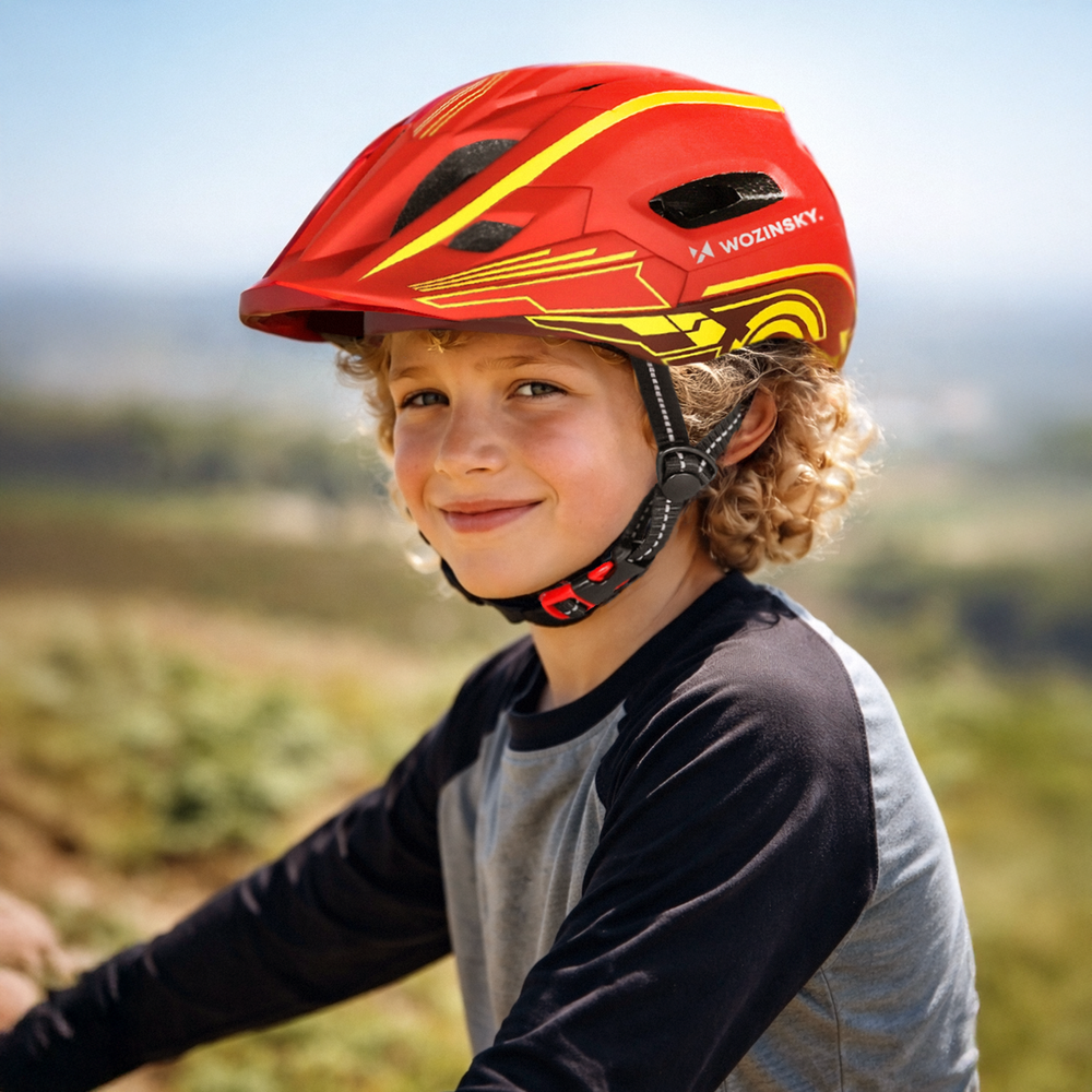 Wozinsky Kids' Full Face Bike Helmet with USB Rear Light S - Red and Yellow_8