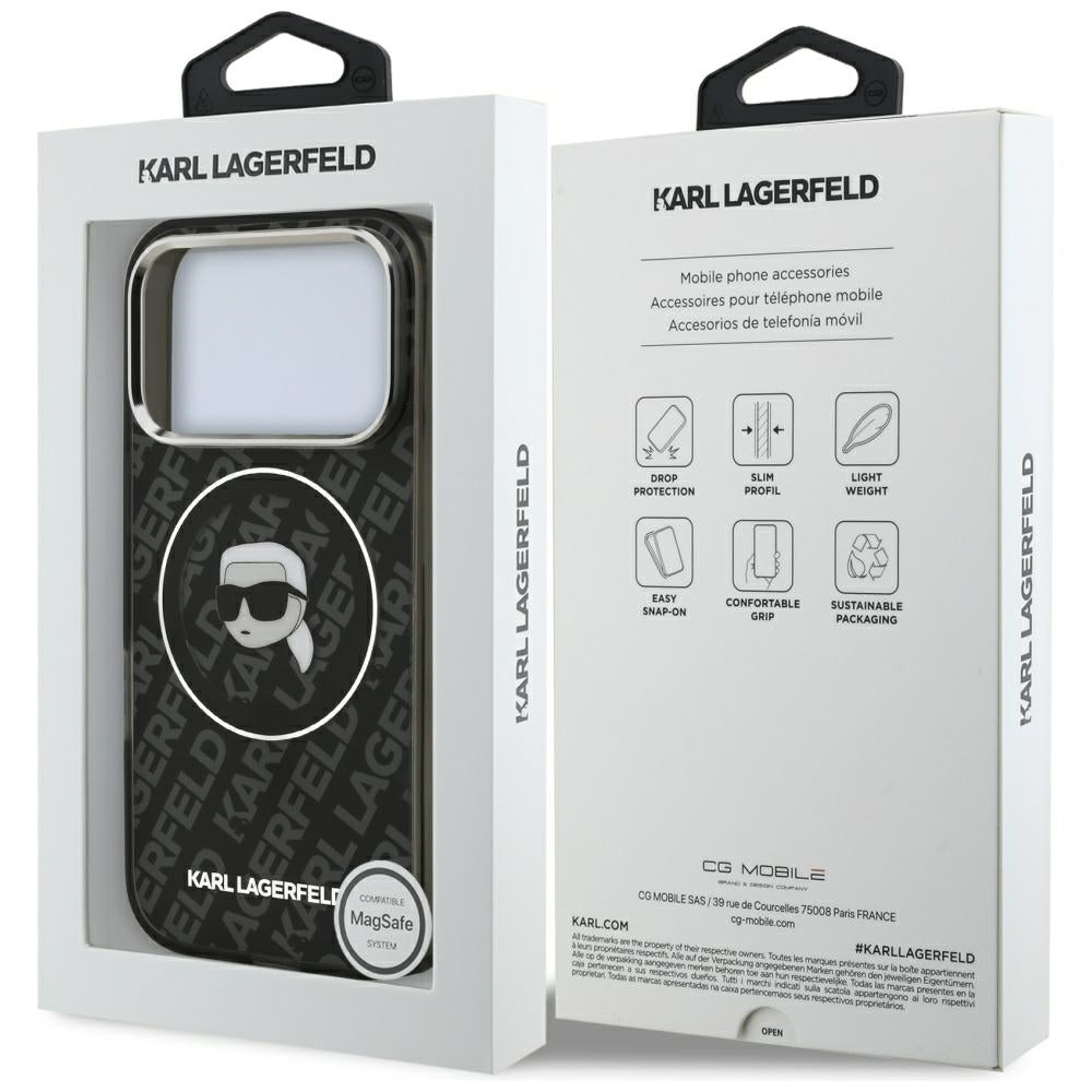 Karl Lagerfeld IML Karl Head Logo MagSafe Case for iPhone 17 Pro Max - Black_7