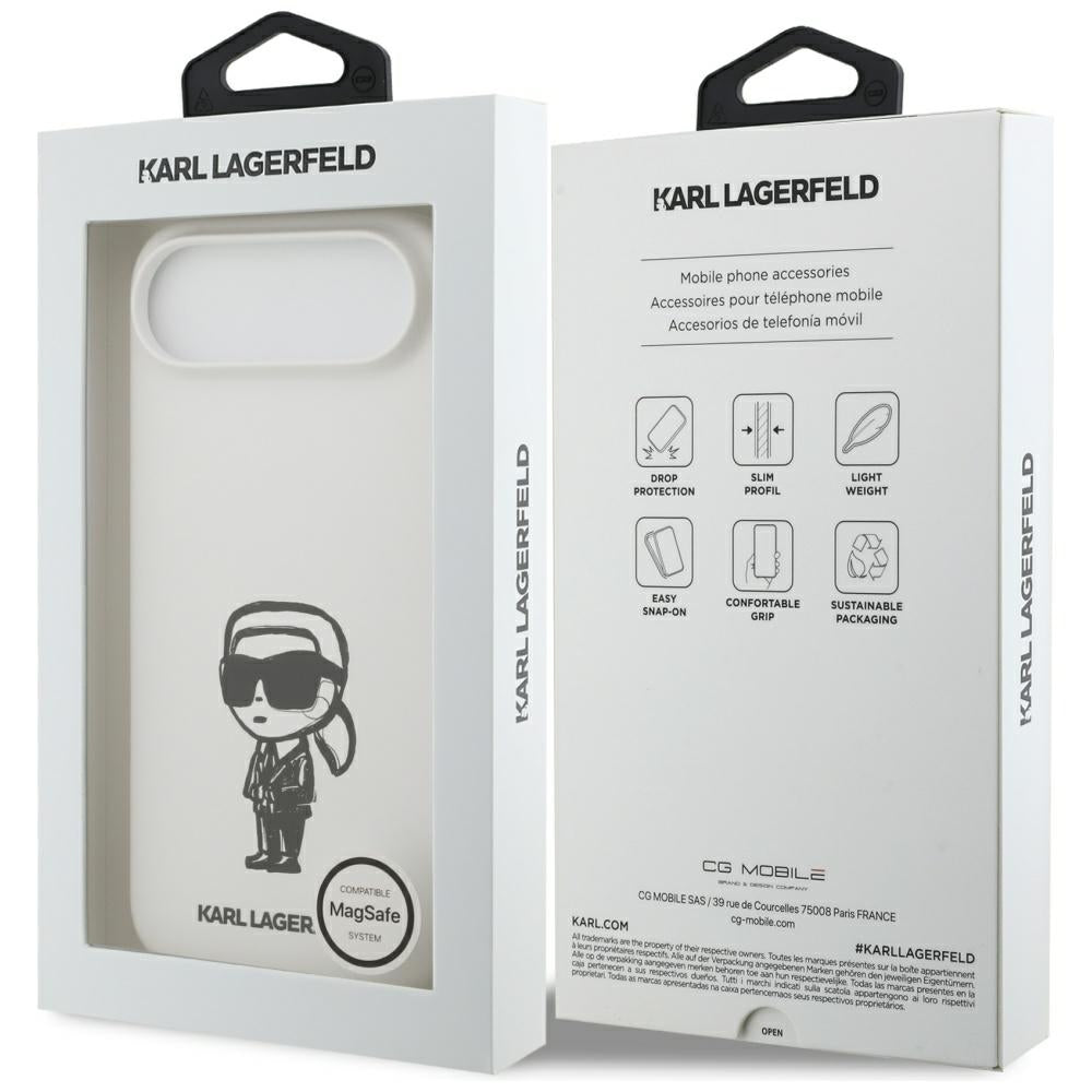Karl Lagerfeld Silicone Karl Sketch & Logo MagSafe Case for iPhone 17 Air - White_7