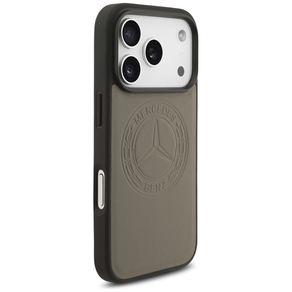 Mercedes Leather Vintage Logo MagSafe Case for iPhone 17 Pro - Beige_3