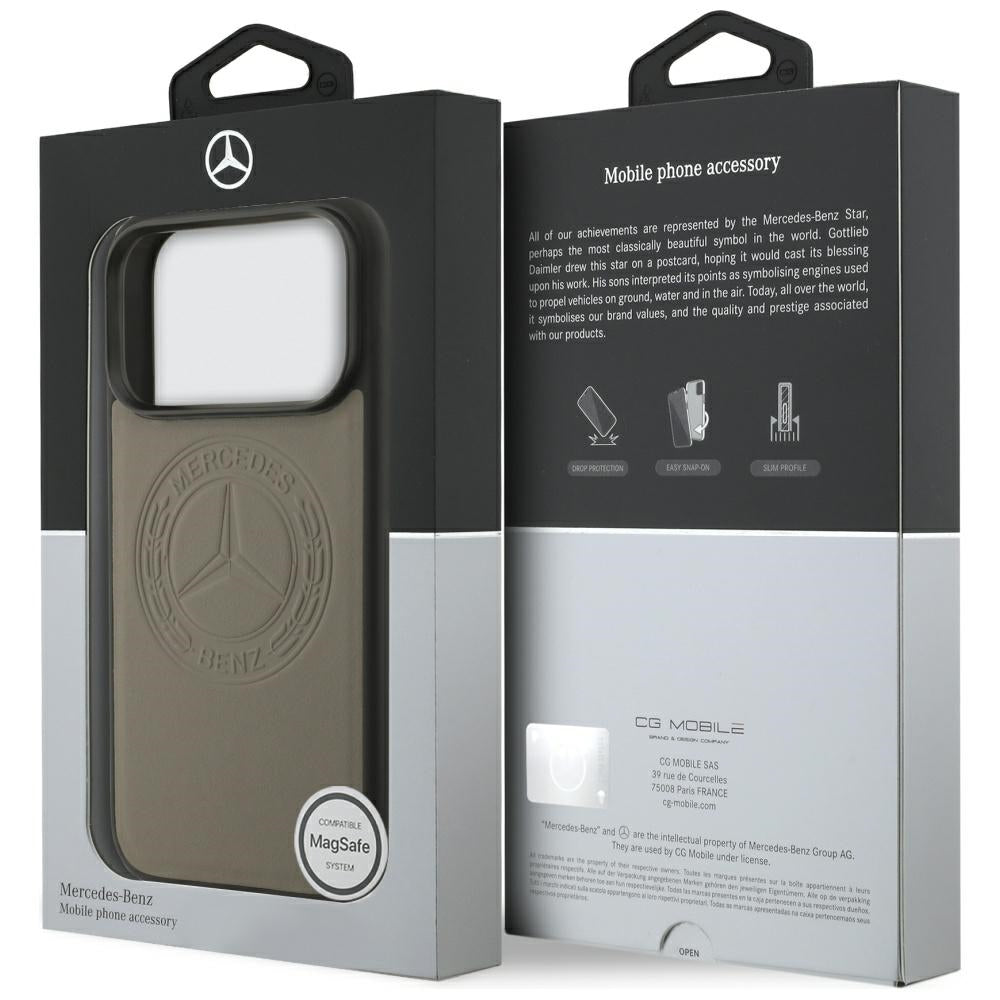 Mercedes Leather Vintage Logo MagSafe Case for iPhone 17 Pro - Beige_7