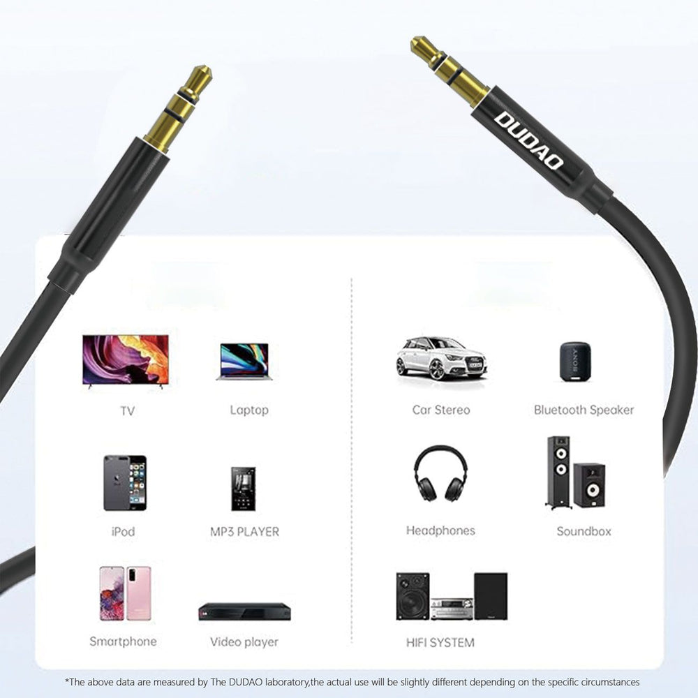 Dudao L12S AUX cable mini jack 3.5mm 1m 3-pole stereo - black_6