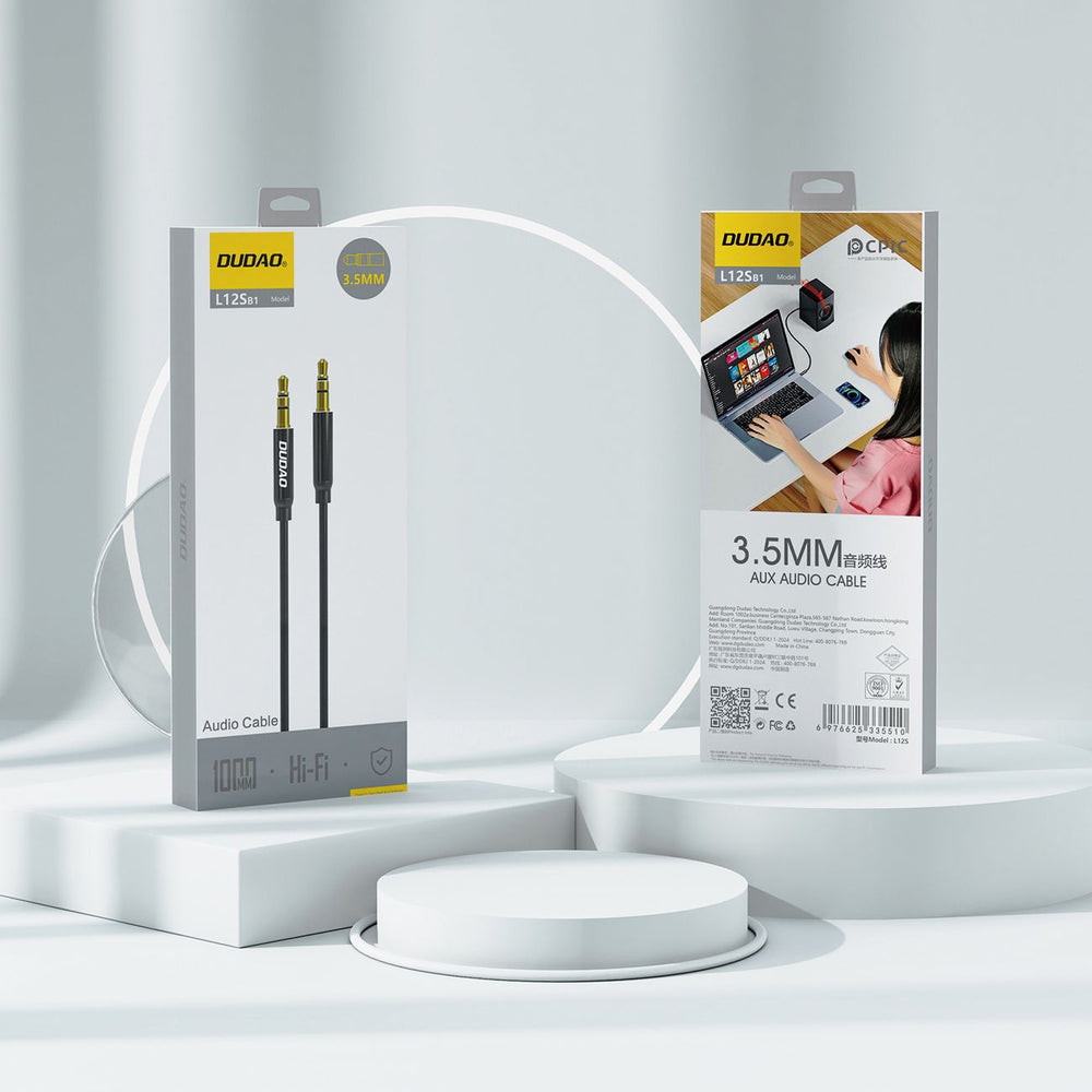 Dudao L12S AUX cable mini jack 3.5mm 1m 3-pole stereo - black_7