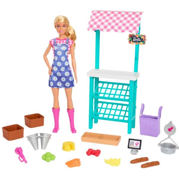 Barbie? Mercato Frutta e Verdura Playset con bambola bionda_0