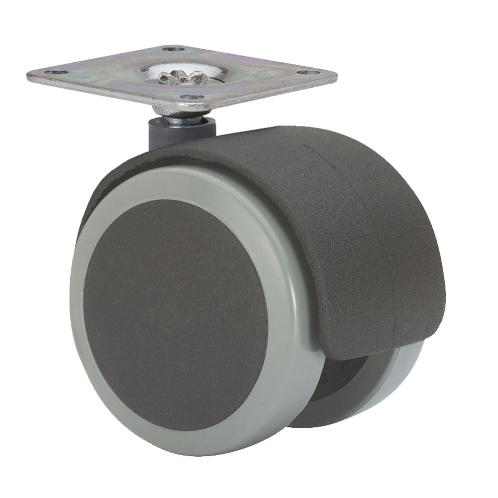 Roda giratória com placa e eixo liso, preto/cinza, carga máx. 50 kg, 42 x 42 mm, ø 5 cm_0