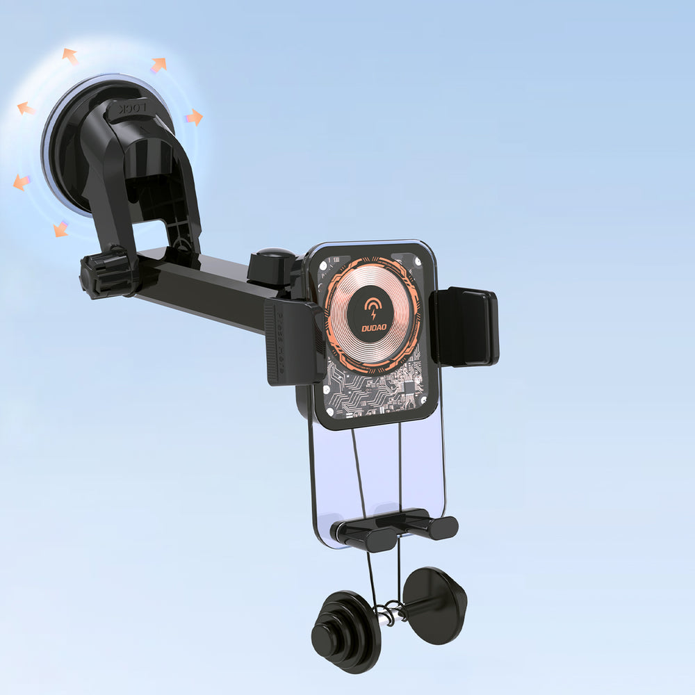 Dudao F19 clamp car holder with 15W inductive charger - black_6