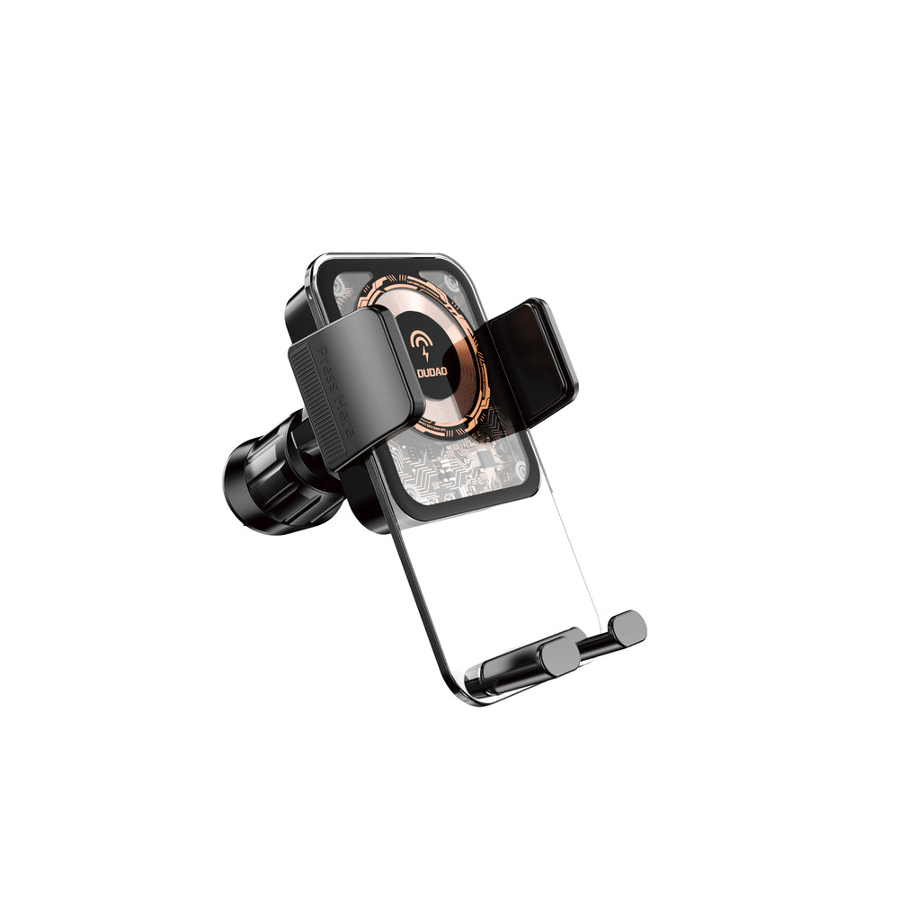 Dudao F19 clamp car holder with 15W inductive charger - black_7
