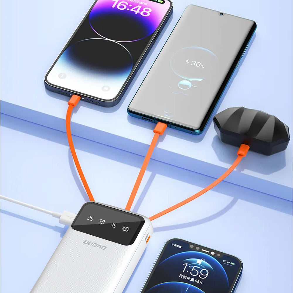 Dudao capacious powerbank with 3 built-in cables 20000mAh USB Type C + micro USB + Lightning white (Dudao K6Pro +)_1