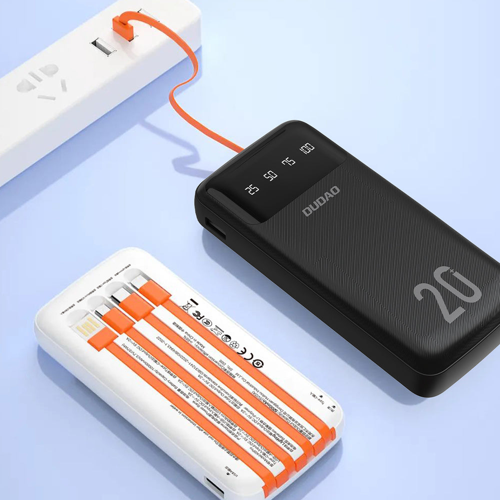 Dudao capacious powerbank with 3 built-in cables 20000mAh USB Type C + micro USB + Lightning white (Dudao K6Pro +)_2