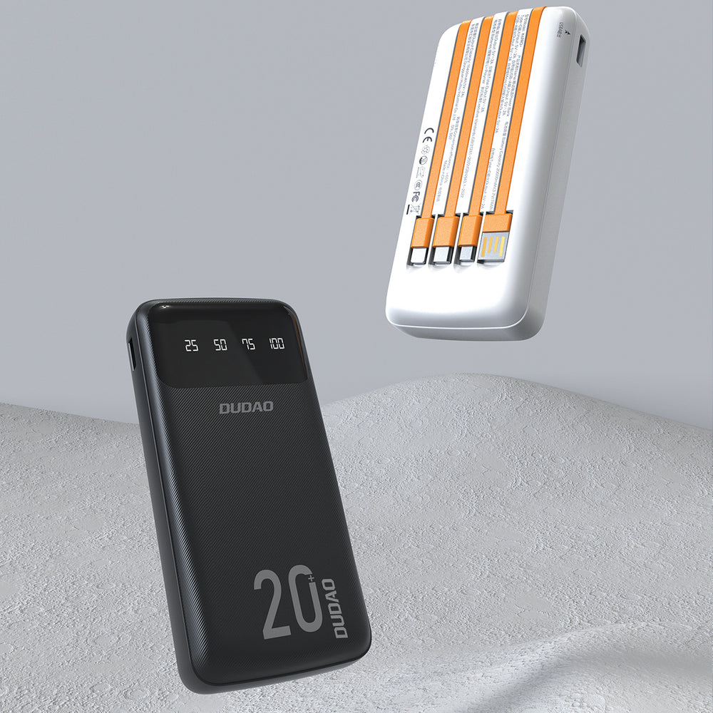 Dudao capacious powerbank with 3 built-in cables 20000mAh USB Type C + micro USB + Lightning white (Dudao K6Pro +)_5