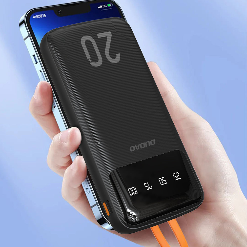 Dudao capacious powerbank with 3 built-in cables 20000mAh USB Type C + micro USB + Lightning black (Dudao K6Pro +)_3