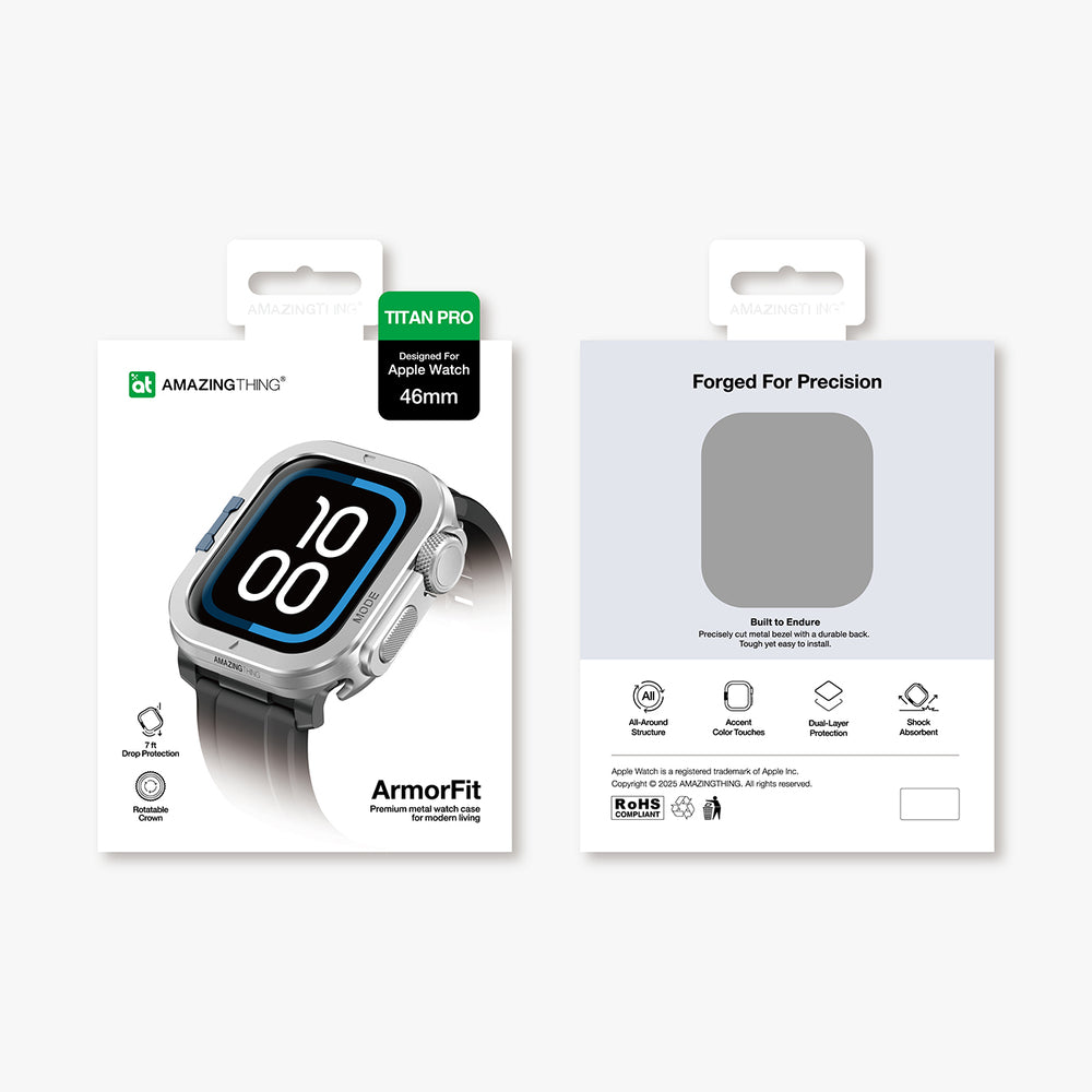AmazingThing Titan Pro Metal Case for Apple Watch 11 46mm Aluminum - Silver_4