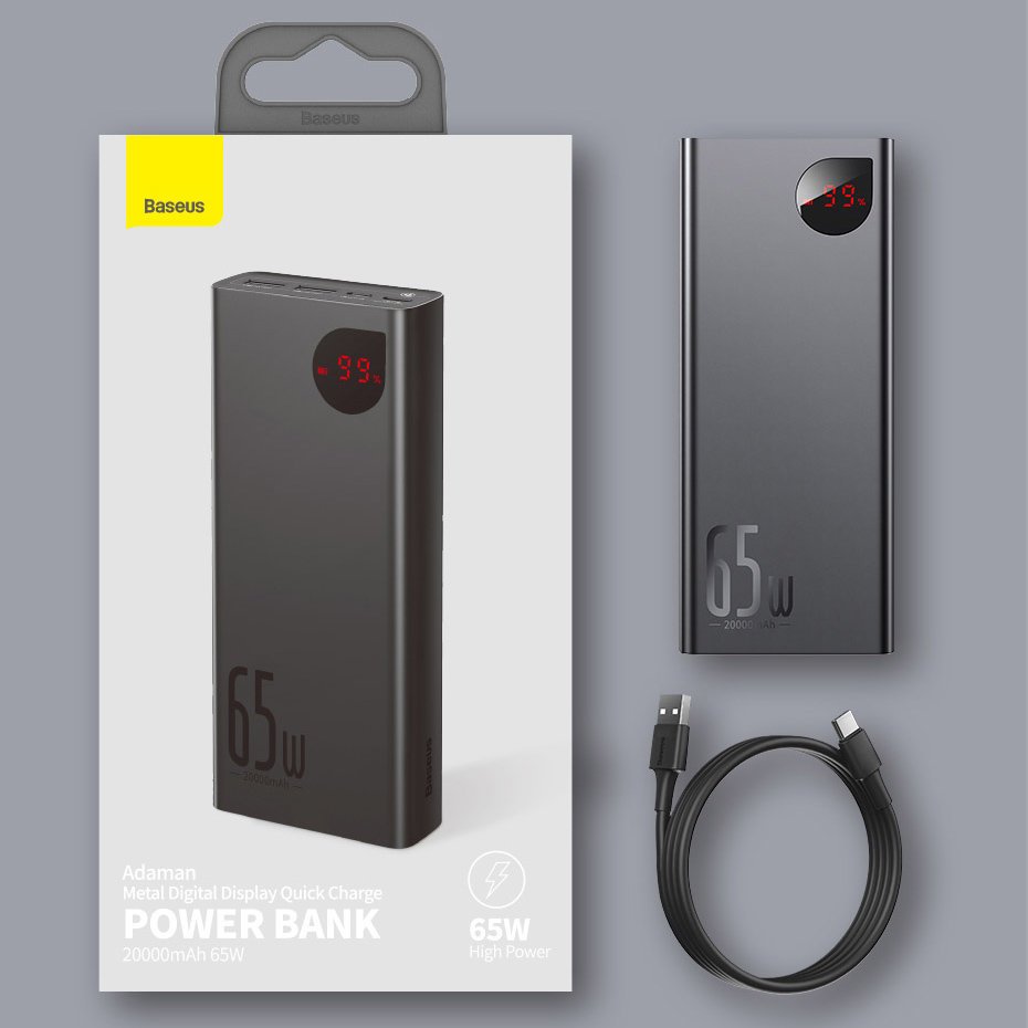 Baseus Adaman power bank 2x USB / 1x USB Type C / 1x micro USB 20000mAh 65W Quick Charge 4.0 Power Delivery blue (PPIMDA-D03)_21