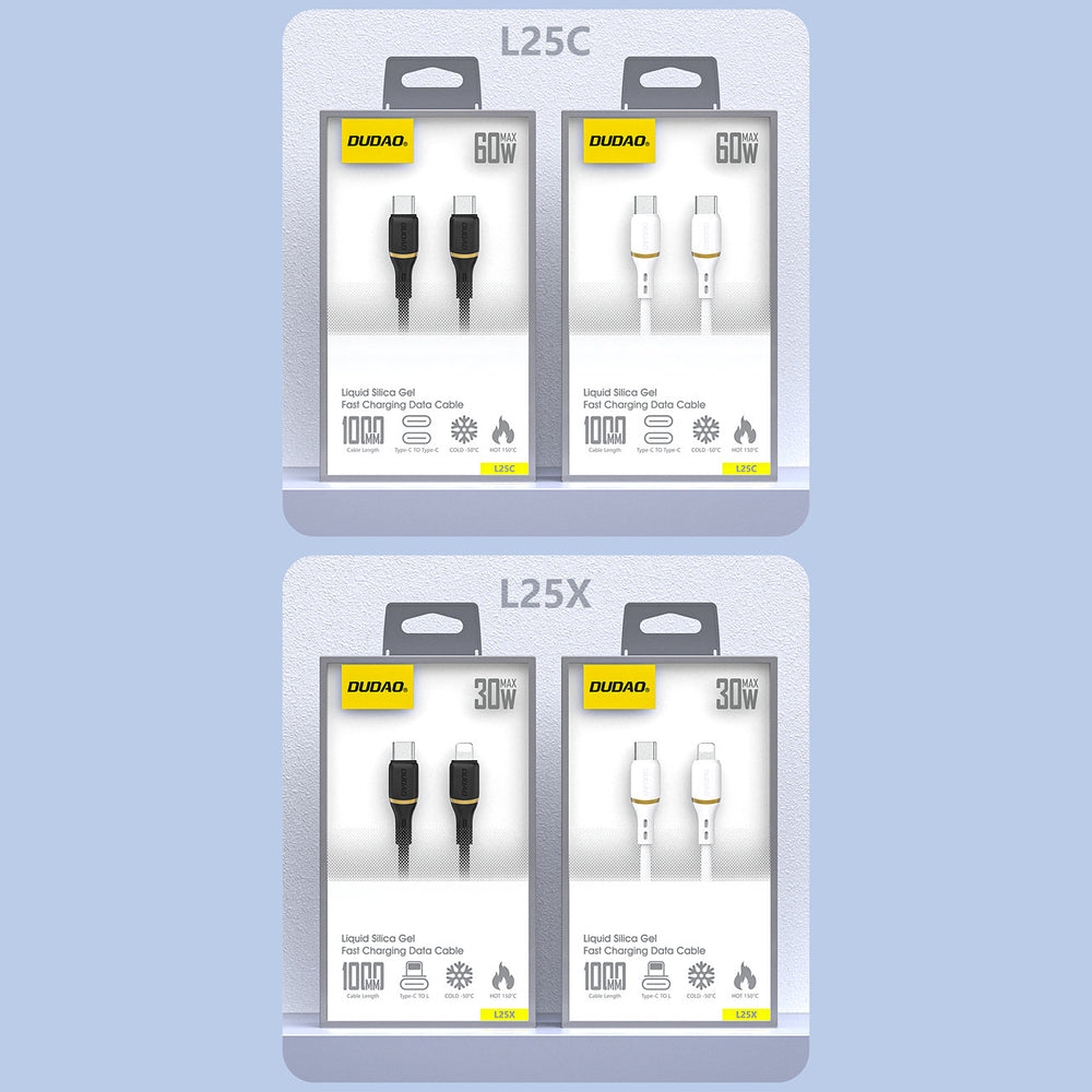 Dudao L25C USB-C - USB-C Silicone Cable 60W 1m - White_7