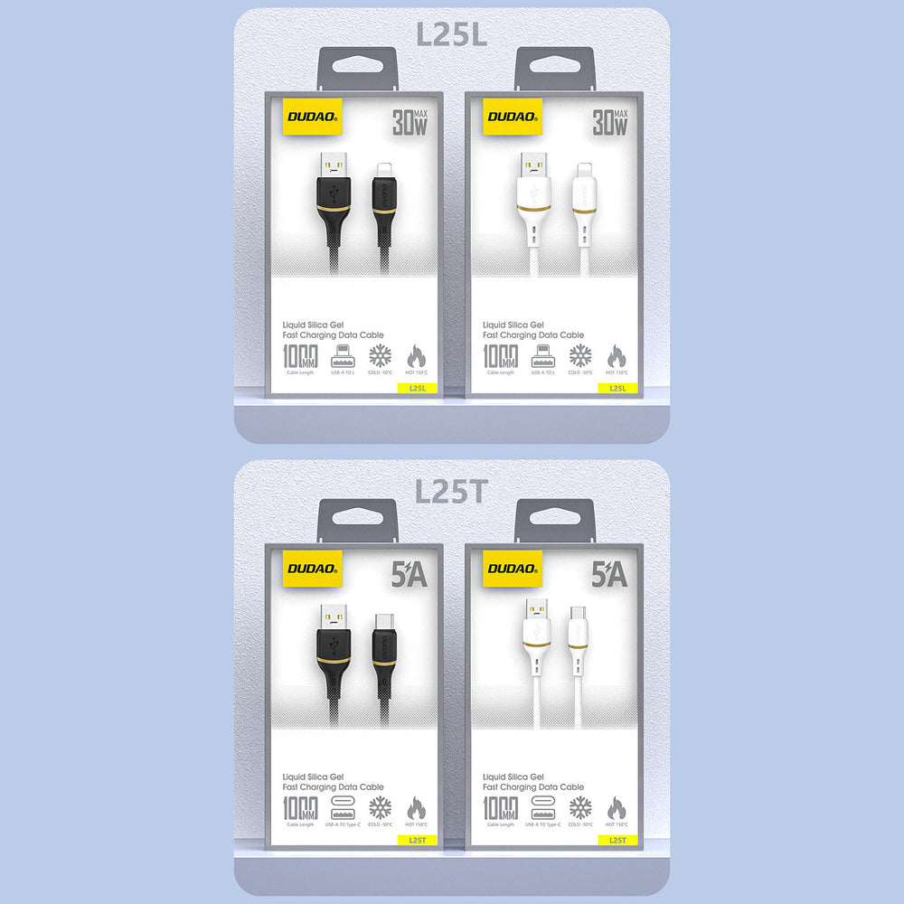 Dudao L25T USB-A - USB-C Silicone Cable 5A 1m - White_7